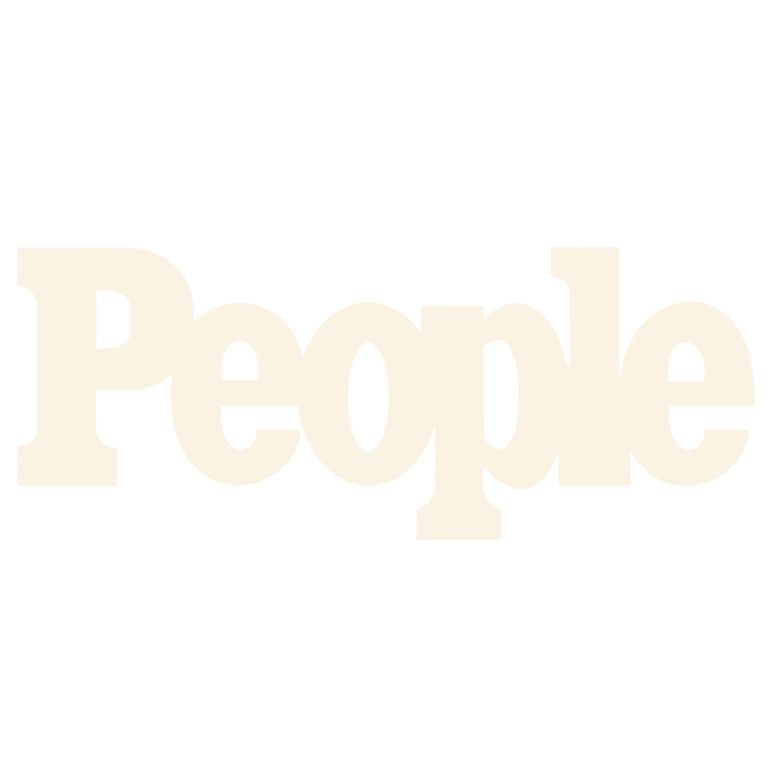 The word "People" in a bold, cream-colored font.