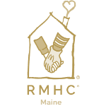 Logo of Ronald McDonald House Charities of Maine featuring two hands joined inside a house outline.